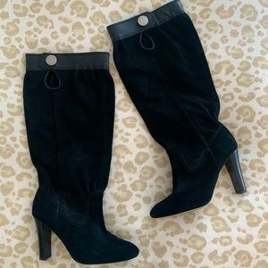 Harness Slouch Boots Black Suede